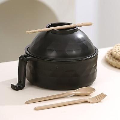 Ciotola per ramen al microonde, grande capacità, set di ciotole per noodles istantanei con coperchio colino, materiale ecologico in paglia di grano, stoviglie da cucina resistenti per pasti con zuppe