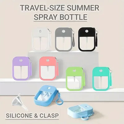 8Pcs Portable Perfume Card Spray Bottle 1.3oz Refillable Bottles Empty with Silicone Sleeve&Keychain for Travel, Includes Funnel