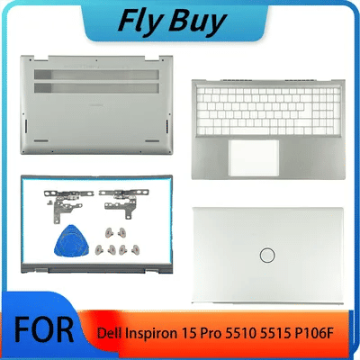 Nouveau boîtier pour ordinateur portable Dell Inspiron 15 Pro 5510 5515 P106F, lunette avant en aluminium, repose-paume, boîtier inférieur, charnières, couverture arrière LCD