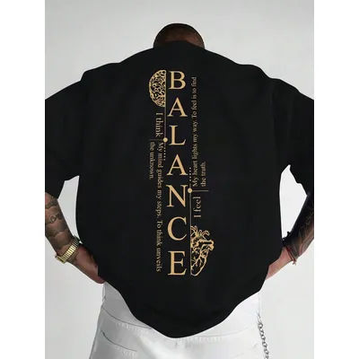 T-shirt col rond pour hommes, respirant et confortable, à la mode, avec grandes lettres imprimées, haut décontracté urbain pour l'extérieur, été