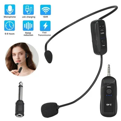 2.4G Head-mounted Wireless Microphones Headset Transmitter with Receiver For Voice Amplifier Speaker Teaching Tour Guide