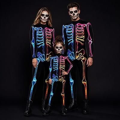 Costume di Carnevale Tuta Intera Costumi zentai con motivi Costume Cosplay Body 3D Scheletro Stampa Costume Sexy Halloween Per uomo Per donna Ragazzi Costume per Feste Performance Mascherata Bambini