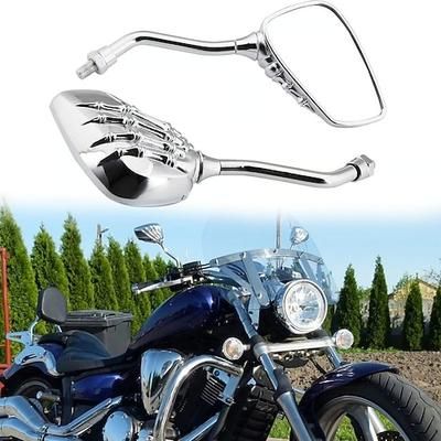 coppia di specchietti retrovisori laterali a forma di teschio, accessori per moto, design Ghost Claw, specchietti retrovisori modificati riflettenti per scooter elettrici Harley, parti di guida eleganti