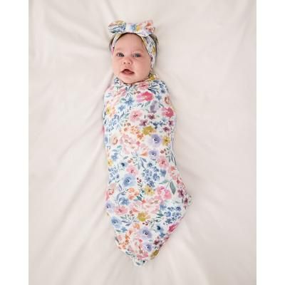 Tiny Blooms Swaddle & Luxe Baby Girl Soft & Stretchy Bamboo Bow Headbands Set - OSFA