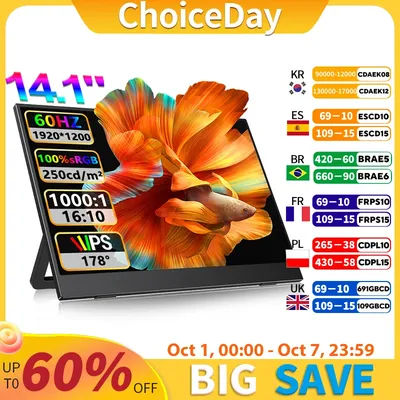 14.1" Full HD Portable Monitor 100%SRGB 16:10 for Suitable for laptop expansion dual screen solution for Enhanced Productivity