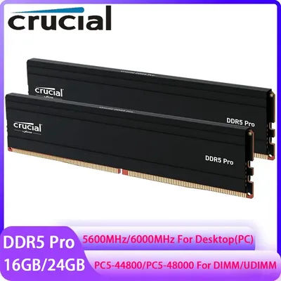 Crucial Memoria DDR5 Pro RAM 16GB 32GB 5600MHz 24GB 48GB 56000MHz Desktop Memory UDIMM PC5-44800 48000 PC RAMs For Intel AMD CPU