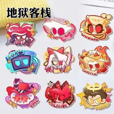 Vaggie Angel Dust Anime Badges Pins Alastor 3 Vees Lucifer Women Brooch Fashion Creative Cosplay Brooches for Bag Accessorie