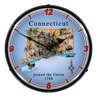 Collectable Sign and Clock State of Connecticut Backlit Wall Clock