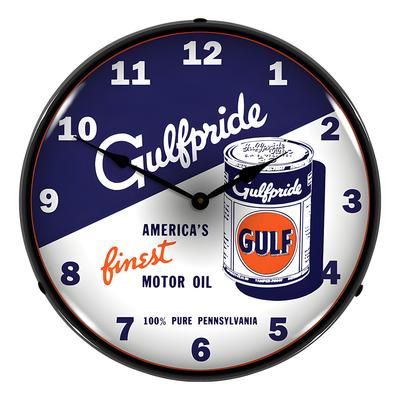 Collectable Sign and Clock Gulfpride Motor Oil Backlit Wall Clock