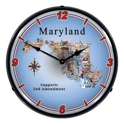 Collectable Sign and Clock Maryland Supports the 2nd Amendment Backlit Wall Clock