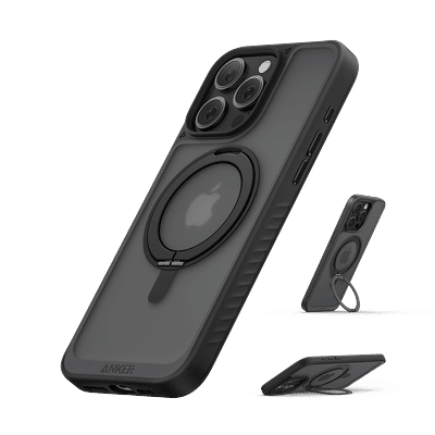 Anker MagGo Magnetic Case with Stand (360° Ring Stand, For iPhone)-Black Stone-iPhone 16 Pro