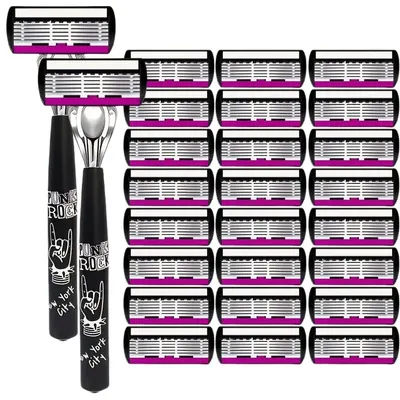 High Quality Women'S Stainless Steel Razor Set Smooth, Comfortable Shaving, Sharp Durable Blade, Easy To Change The Head