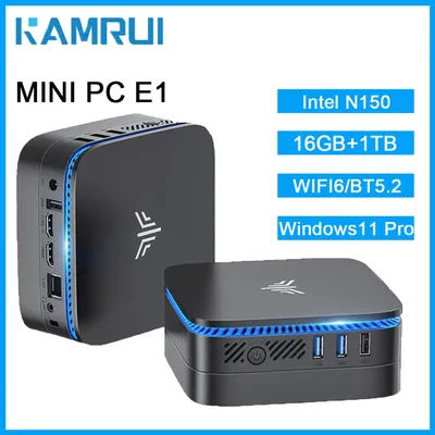 KAMRUI Mini PC Intel Alder Lake N150 16GB RAM 1TB M.2 SSD Windows11Pro WIFI6 BT5.2 Mini Desktop Computer for Home Work Business