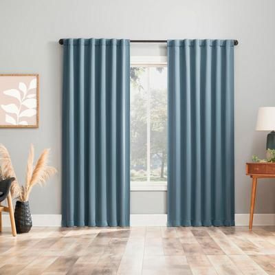 Sun Zero™ Aria 100% Blackout Panels, Set of 2 by BrylaneHome in Denim (Size 104"W 96" L)