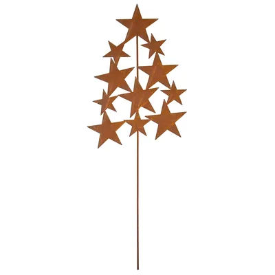 Arbre effet rouillé "étoiles" en métal, marron, 38 cm