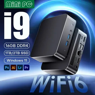 Mini PC Windows 11 Pro i9 8950HK 16GB DDR4 512GB 1TB SSD PC Gamer Computer Dual WIFI 6 BT5.2 4K HD Mini Gaming Pc Desktop