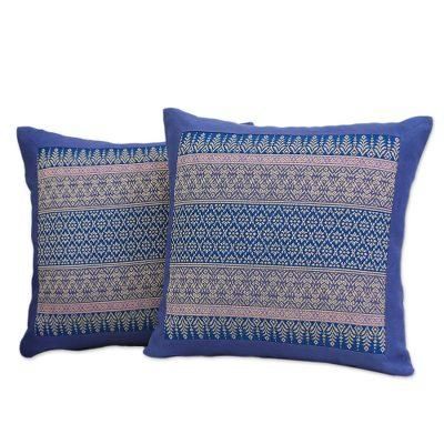 'Thai Iris' (pair) - Cushion Covers from Thailand