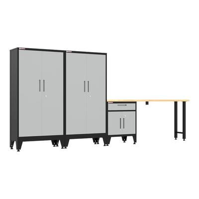 Armadillo Tough Grey 4-Piece Garage Cabinet Set with Levelers