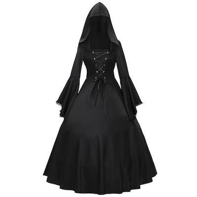 Punk Gotico Medievale Costume da festa Mascherata Costumi di Halloween Manica del polsino svasato Strega Cosplay Coulisse Tinta unita Costume Per donna Vichingo Fantasia Notte di Valpurga Halloween