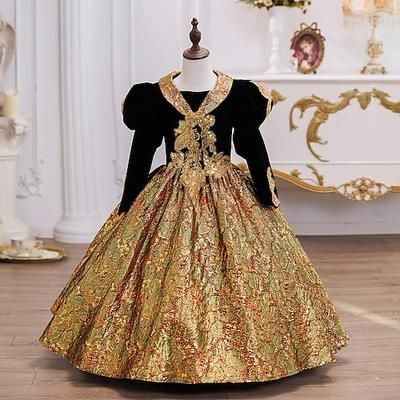Rococò Steampunk Elegante Maxi Costume da festa Accessori Manica a Campana Principessa Fiocco Retrò Abito da ballo Punteggiato Costume Ragazze Reale Natale Halloween Carnevale Mascherata Ricevimento