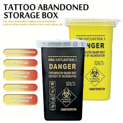 1L Plastic Tattoo Waste Box Medical Supplies Container Disposable Microblading Sharps Needle Tips Accessories for Eyebrows