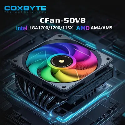 Coxbyte ITX CPU Cooler 4Pin PWM RGB 8 Heat Pipes Air Cooler Intel LGA1700 1150 1155 1156 115X 1200 Processor Cooler Cooling Fan