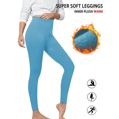 Womens Thermal Fleece Lined High Waisted Leggings. Workout Winter Warm Thick Tights Soft Yoga Pants