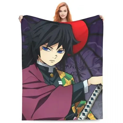 Couverture d'eau Hashira Giyu Tomioka, polaire de corail en peluche, Anime Demon Slayer, couverture Super douce pour voiture, canapé, couvre-lit