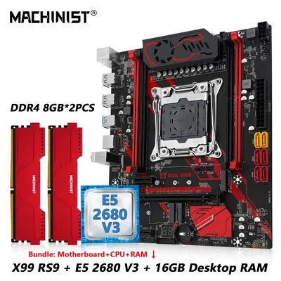 MACHINIST X99 RS9 Motherboard Optional Kit set LGA 2011-3 Intel Xeon E5 2680 V3 CPU DDR4 16GB RAM four channels Memory USB3.0