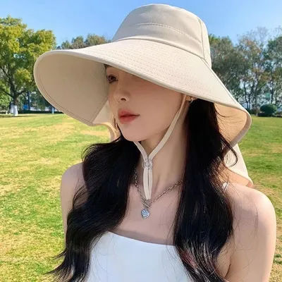 Chapeau de soleil à large bord pour femmes, Protection Anti-UV, casquette de pêcheur pliable pour randonnée en plein air, chapeau de plage d'été, Protection du cou, pare-soleil