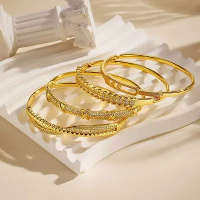 Nouveau Bracelet en zircone cubique plaqué or, Bracelet ouvrable épais et étanche, bijoux empilables de haute qualité, cadeau pour femmes