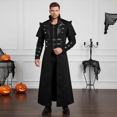 Retrò Vintage Punk Gotico Steampunk Cappotto Trench Abbigliamento esterno Vampiro Nobile Costume Per uomo Halloween Carnevale Performance LARP Fiera Rinascimentale Adulti Cappotto