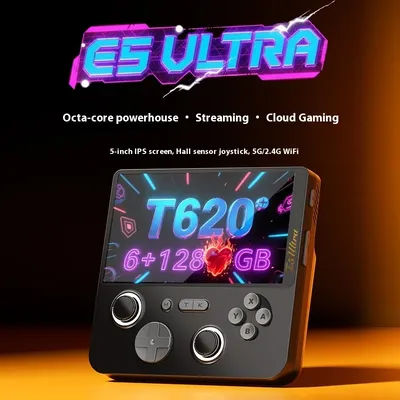 2025 New E5ultra Dual System 6+128 Ram Cloud Gaming 5-Inch Ips Hall Joystick Game Console Birthday Gift