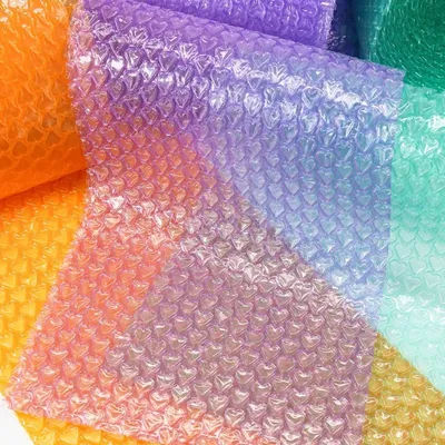 0.2*6M Lovely Thicked Heart Shape Bubble Wrap Shockproof Packaging Buffer Bubble Paper Foam Roll Buffer Packaging Goods Pack