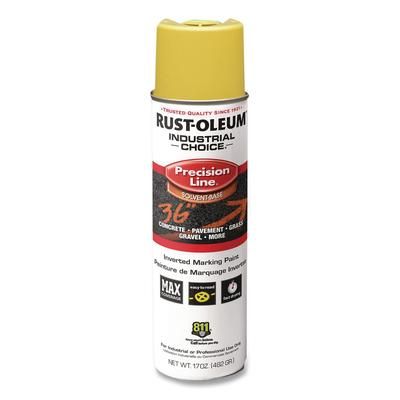 Rust-Oleum Industrial Choice M1600 System Solvent-Based Precision Line Marking Paint, Flat Hi-Vis Yellow, 17 oz Aerosol Can, 12/Carton (RST203025V)