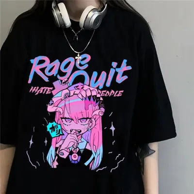Women's T Shirt Dark Wind Women Summer T-Shirt Hip Hop Streetwear Tops Harajuku Vintage Gothic Graphic Punk Black Clothes Tops