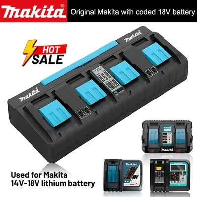 makita original 18V battery charger ,makita 18v 14.4V 4 puertos lithium battery fast charger,18v makita battery with charger