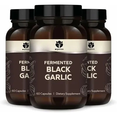 Natural black garlic 60 capsules, dietary supplement, supports immune health, non GMO