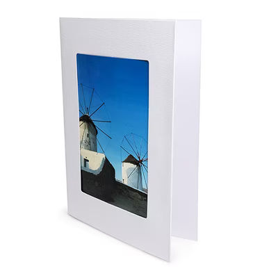 5 1/8" x 7" White Frame Card with 3 1/4" x 4 3/4" Rectangle Cut for 4" x 6" print 25 Pieces TB424