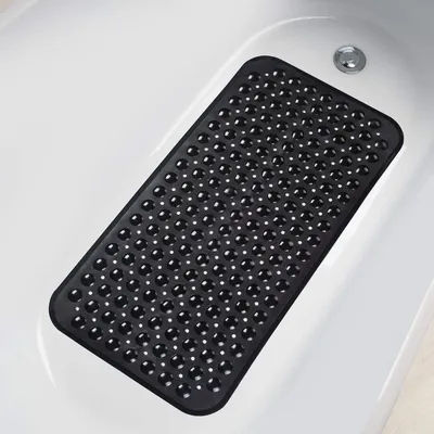 1pc PVC Non-Slip Bath Mat with Suction Cups & Drain Holes 15*27.6in/38*70cm- Fast Draining Shower Mat Bathtub Mat Bathroom Mat