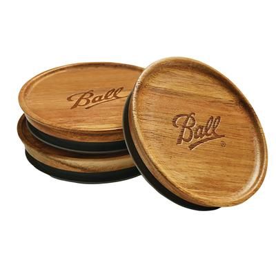 Ball 2141326 Lid for Ball Wide Mouth Jars - Acacia Wood, Brown