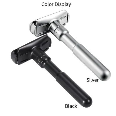 Mingshi Adjustable Safety Razor Classic Mild to Shaving Edge Men Double Aggressive 1-6 File Hair Removal Shaver it with 5 Blades