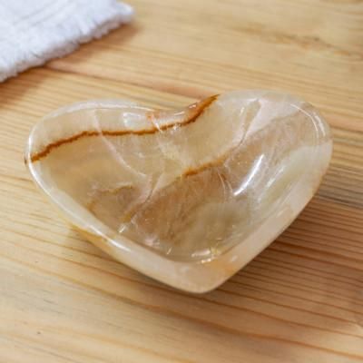 'Heart-Shaped Hand-Carved Marble Catchall in Green and Grey'