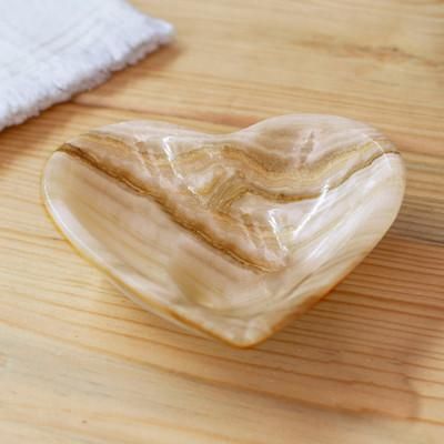 Grey Heart,'Heart-Shaped Hand-Carved Natural Marble Catchall in Grey'