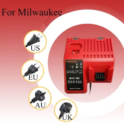 Battery Charger for Milwaukee M12-18/N14-18 Dual Port Charging 12V-18V 3A Rapid Charger US/EU/ AU/UK Plug with LED Indicator