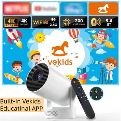 Velec Kids Projector HY300 Vekids+ 300ANSI Projector With Built-in Vekids Educational App Voice Remote Birthday Gifts For Kids