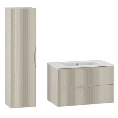 Set di mobili da bagno con lavabo effetto legno cachemire 80cm