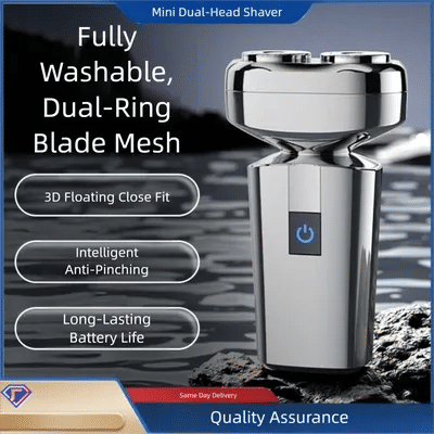 Men's Professional Shaver IPX7 Waterproof Shaving Machine with Floating Double Blade Mini Electric Razor Idea Gift Beard Trimmer