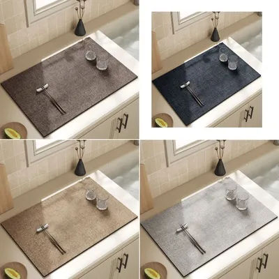 Tapis de cuisine minimaliste de couleur unie, tapis de séchage de la vaisselle, tapis de cuisine absorbant, égouttoir de plat à café, tapis de table