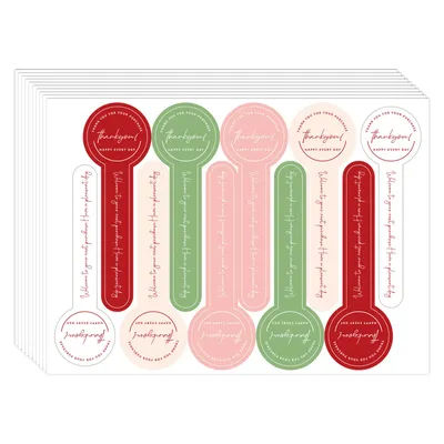 100Pcs Color Handmade Adhesive Long Style "Thank you" Seal Labels Sticker for DIY Baking Packaging Gift Sealing Sticker 1.2X10CM